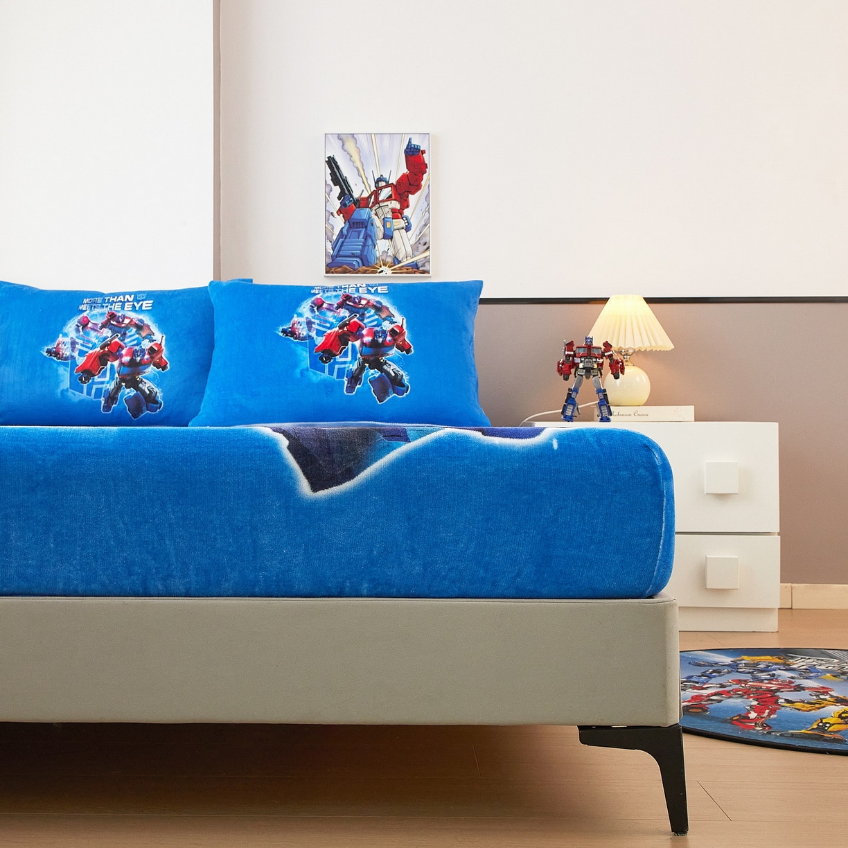 91家纺网 家纺一手货源 找家纺 蘭菲家纺 2025新款高克重亲肤保暖牛奶绒单品床笠-变形金刚 14号