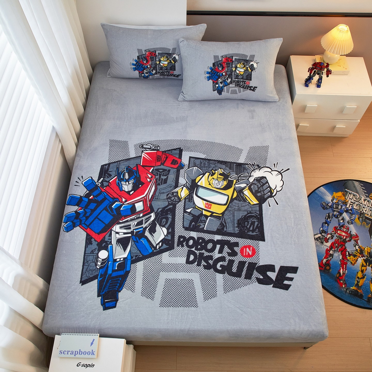 91家纺网 家纺一手货源 找家纺 蘭菲家纺 2025新款高克重亲肤保暖牛奶绒单品床笠-变形金刚 5号