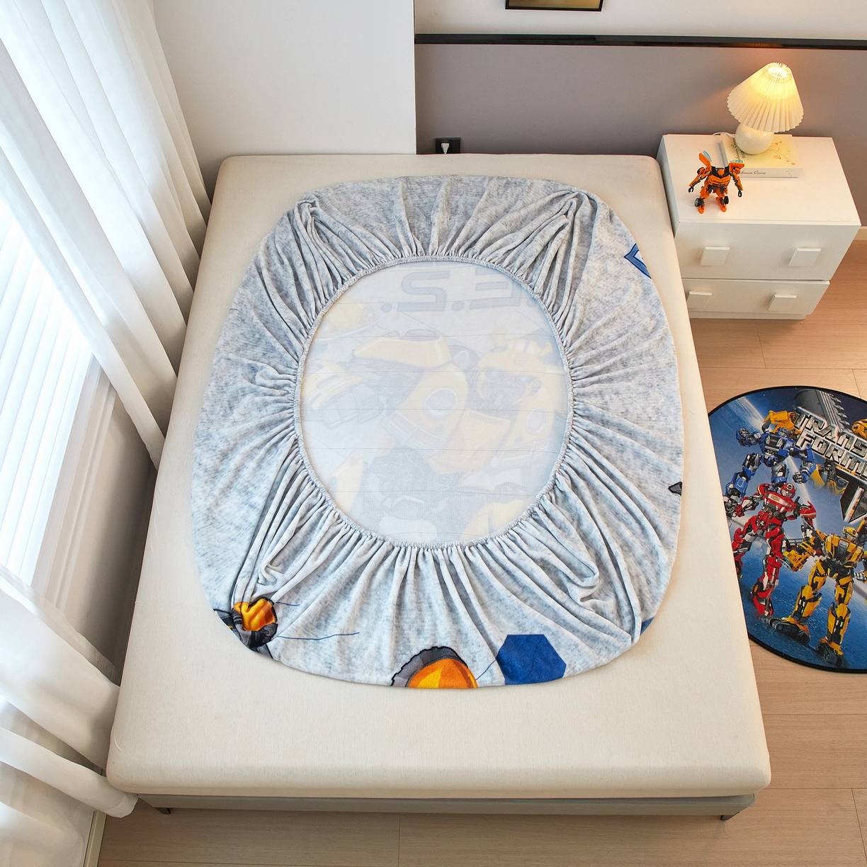 91家纺网 家纺一手货源 找家纺 蘭菲家纺 2025新款高克重亲肤保暖牛奶绒单品床笠-变形金刚 4号