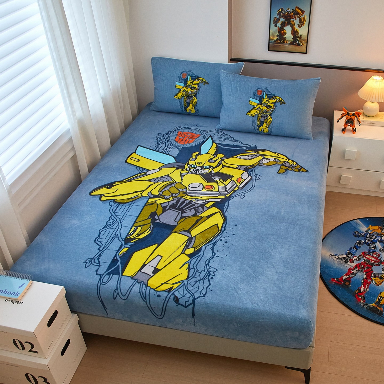 91家纺网 家纺一手货源 找家纺 蘭菲家纺 2025新款高克重亲肤保暖牛奶绒单品床笠-变形金刚 3号