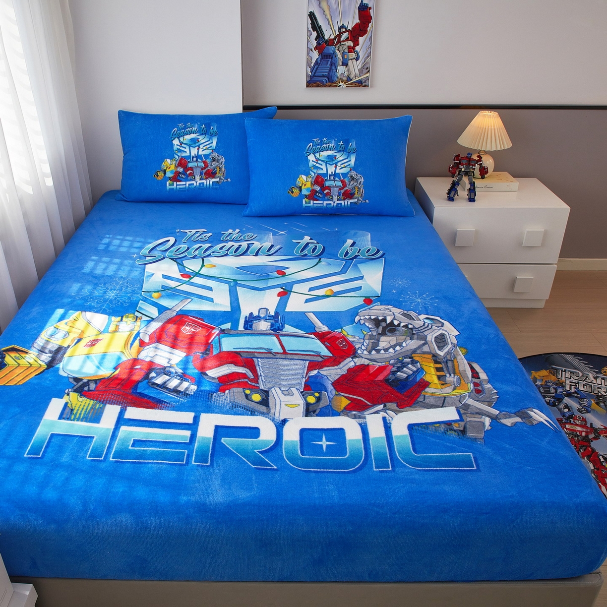 91家纺网 家纺一手货源 找家纺 蘭菲家纺 2025新款高克重亲肤保暖牛奶绒单品床笠-变形金刚 7号