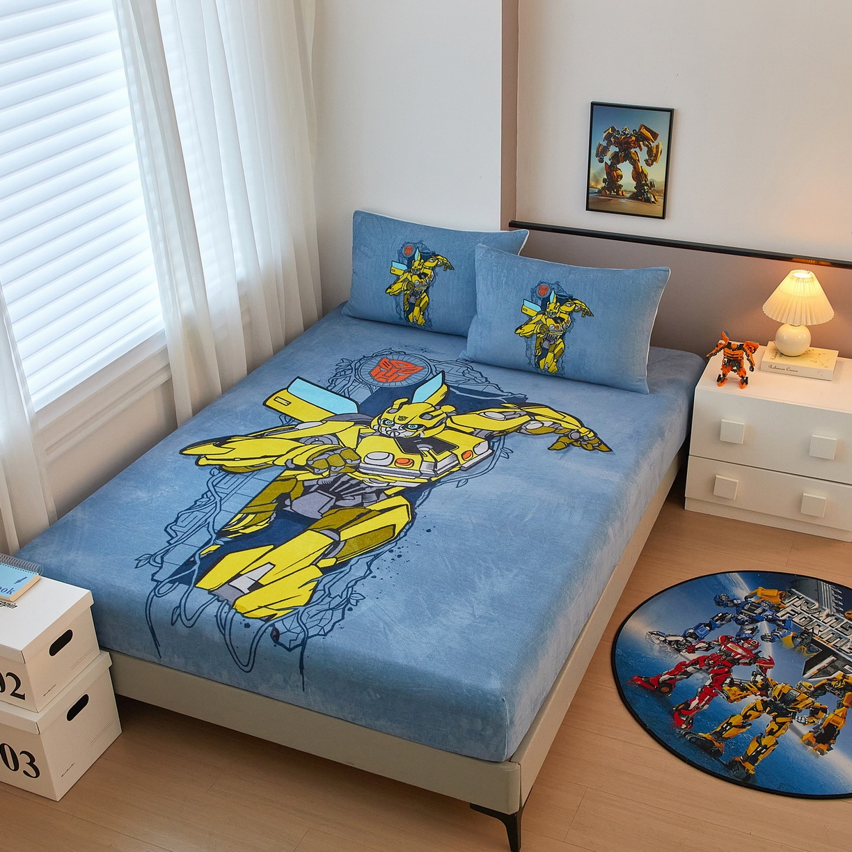 91家纺网 家纺一手货源 找家纺 蘭菲家纺 2025新款高克重亲肤保暖牛奶绒单品床笠-变形金刚 3号