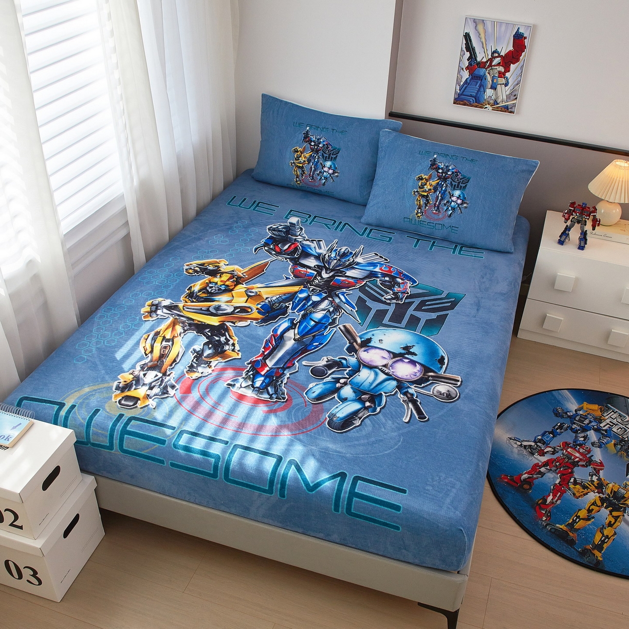 91家纺网 家纺一手货源 找家纺 蘭菲家纺 2025新款高克重亲肤保暖牛奶绒单品床笠-变形金刚 2号