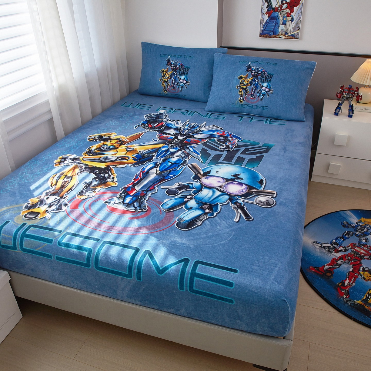 91家纺网 家纺一手货源 找家纺 蘭菲家纺 2025新款高克重亲肤保暖牛奶绒单品床笠-变形金刚 2号