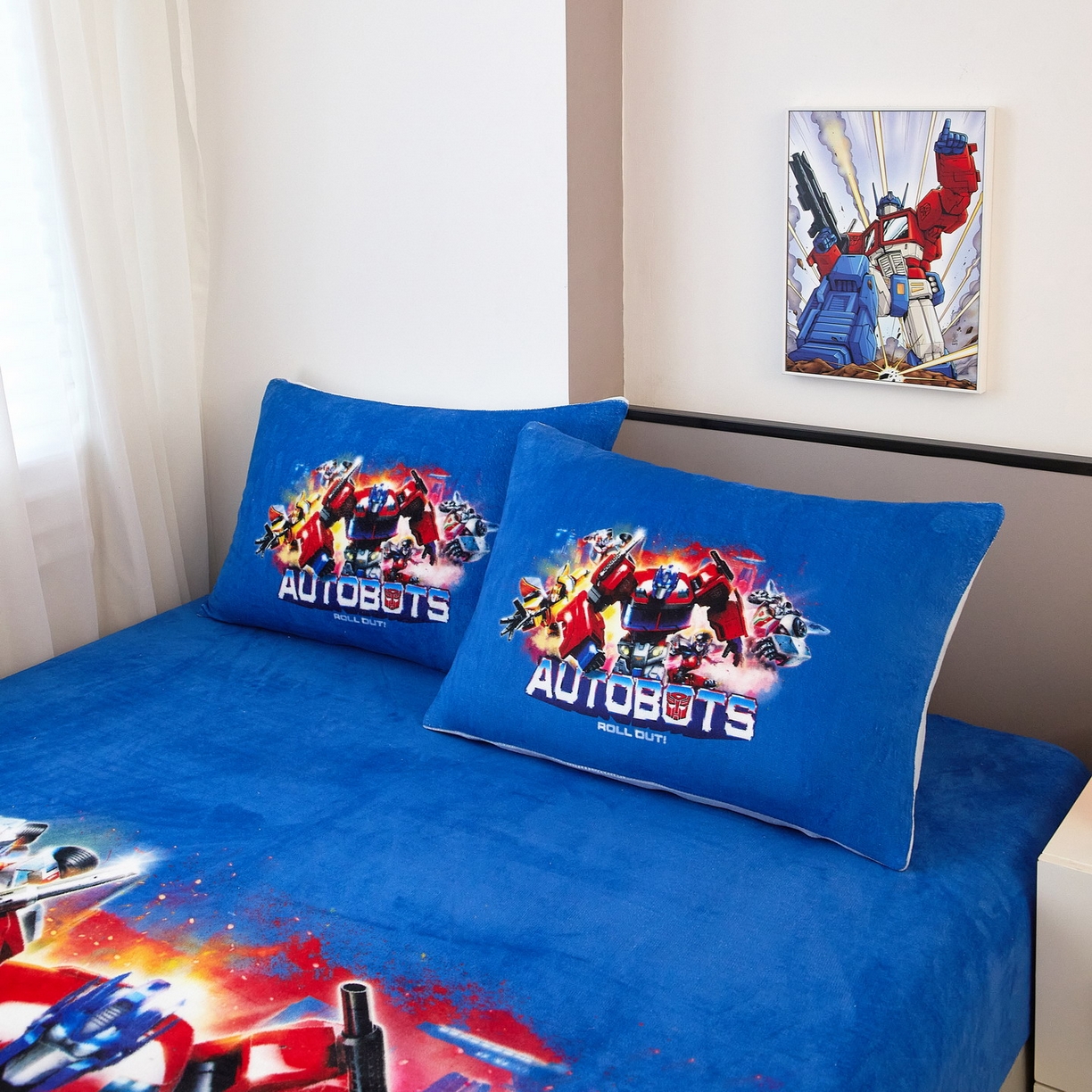 91家纺网 家纺一手货源 找家纺 蘭菲家纺 2025新款高克重亲肤保暖牛奶绒单品床笠-变形金刚 13号