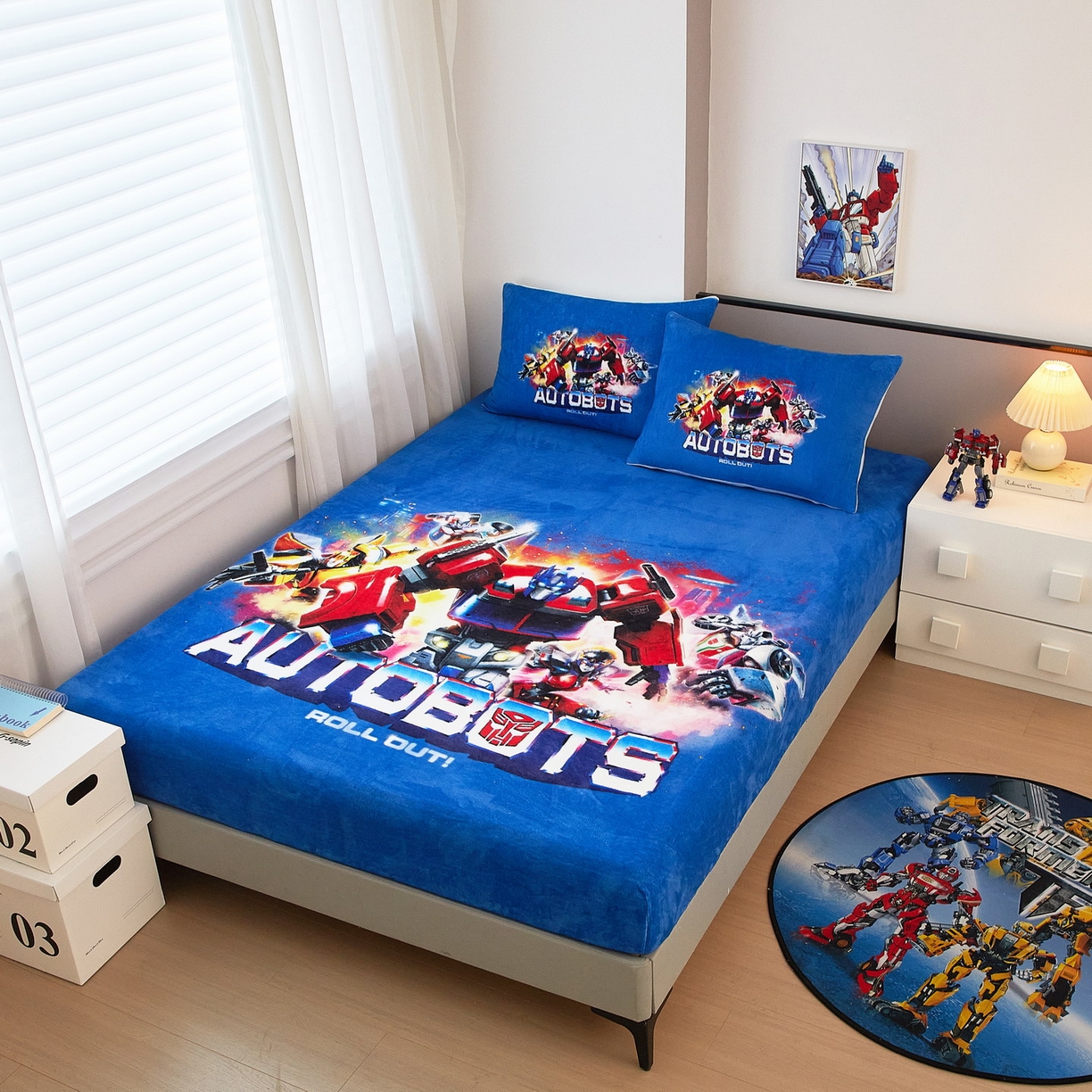 91家纺网 家纺一手货源 找家纺 蘭菲家纺 2025新款高克重亲肤保暖牛奶绒单品床笠-变形金刚 13号