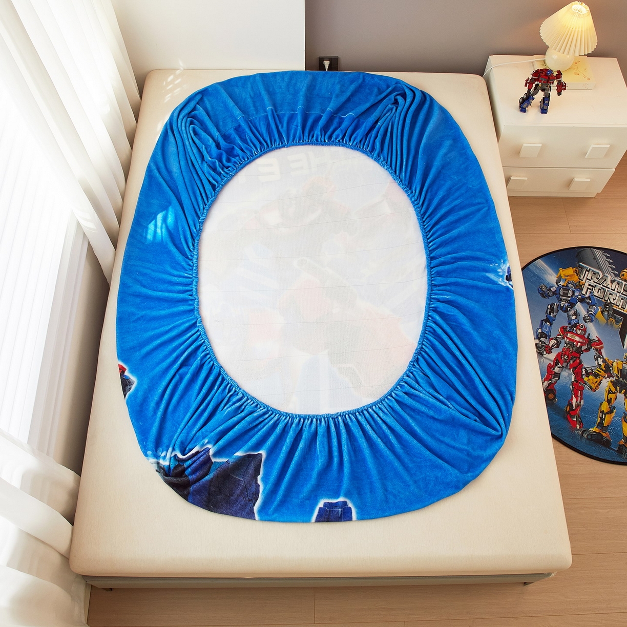 91家纺网 家纺一手货源 找家纺 蘭菲家纺 2025新款高克重亲肤保暖牛奶绒单品床笠-变形金刚 14号