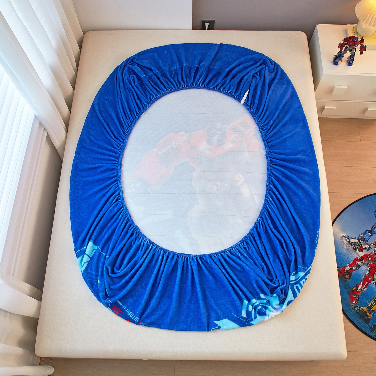 91家纺网 家纺一手货源 找家纺 蘭菲家纺 2025新款高克重亲肤保暖牛奶绒单品床笠-变形金刚 12号