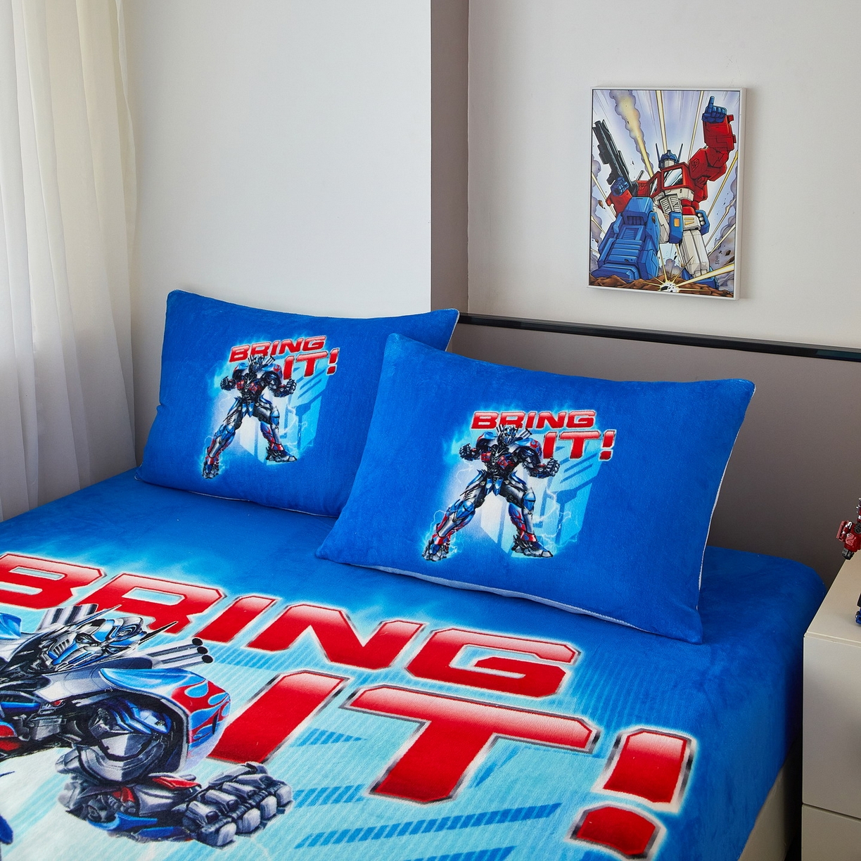 91家纺网 家纺一手货源 找家纺 蘭菲家纺 2025新款高克重亲肤保暖牛奶绒单品床笠-变形金刚 8号