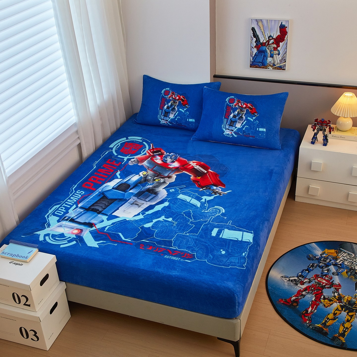 91家纺网 家纺一手货源 找家纺 蘭菲家纺 2025新款高克重亲肤保暖牛奶绒单品床笠-变形金刚 12号