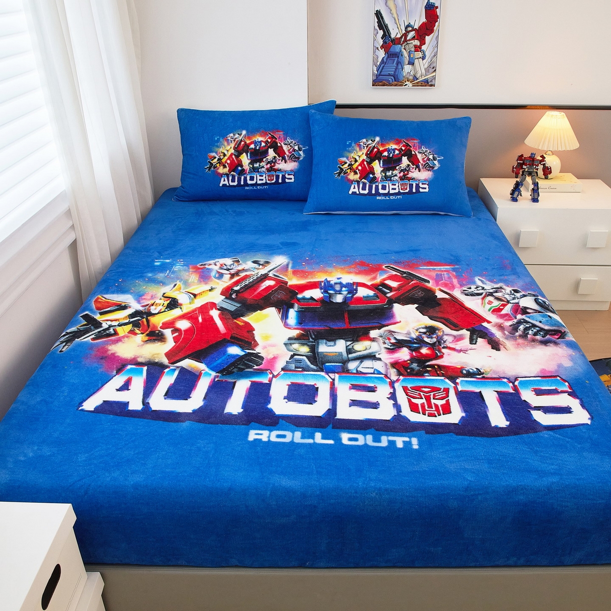 91家纺网 家纺一手货源 找家纺 蘭菲家纺 2025新款高克重亲肤保暖牛奶绒单品床笠-变形金刚 13号