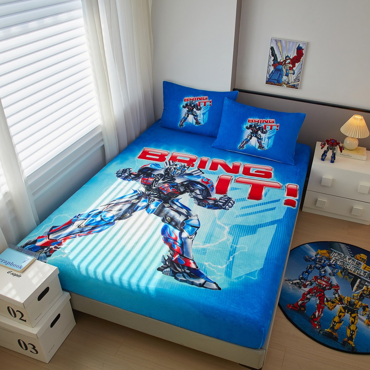 91家纺网 家纺一手货源 找家纺 蘭菲家纺 2025新款高克重亲肤保暖牛奶绒单品床笠-变形金刚 8号