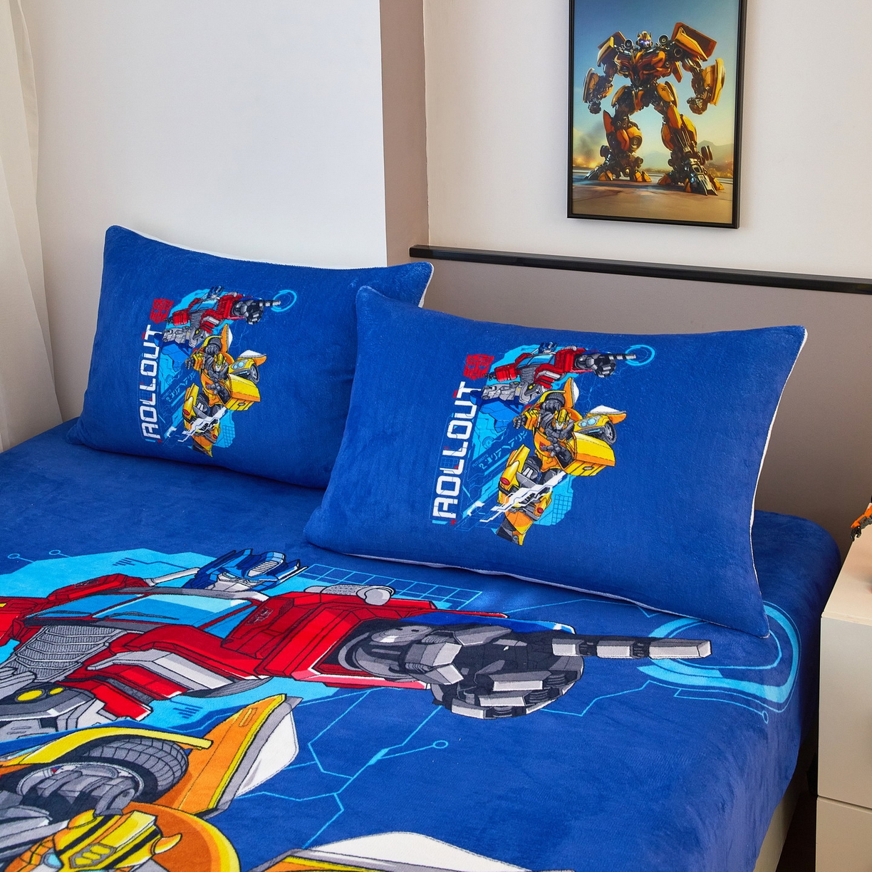 91家纺网 家纺一手货源 找家纺 蘭菲家纺 2025新款高克重亲肤保暖牛奶绒单品床笠-变形金刚 10号