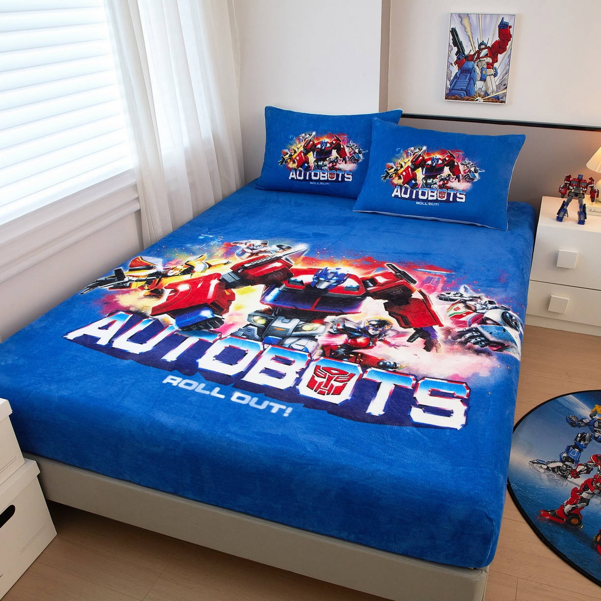 91家纺网 家纺一手货源 找家纺 蘭菲家纺 2025新款高克重亲肤保暖牛奶绒单品床笠-变形金刚 13号