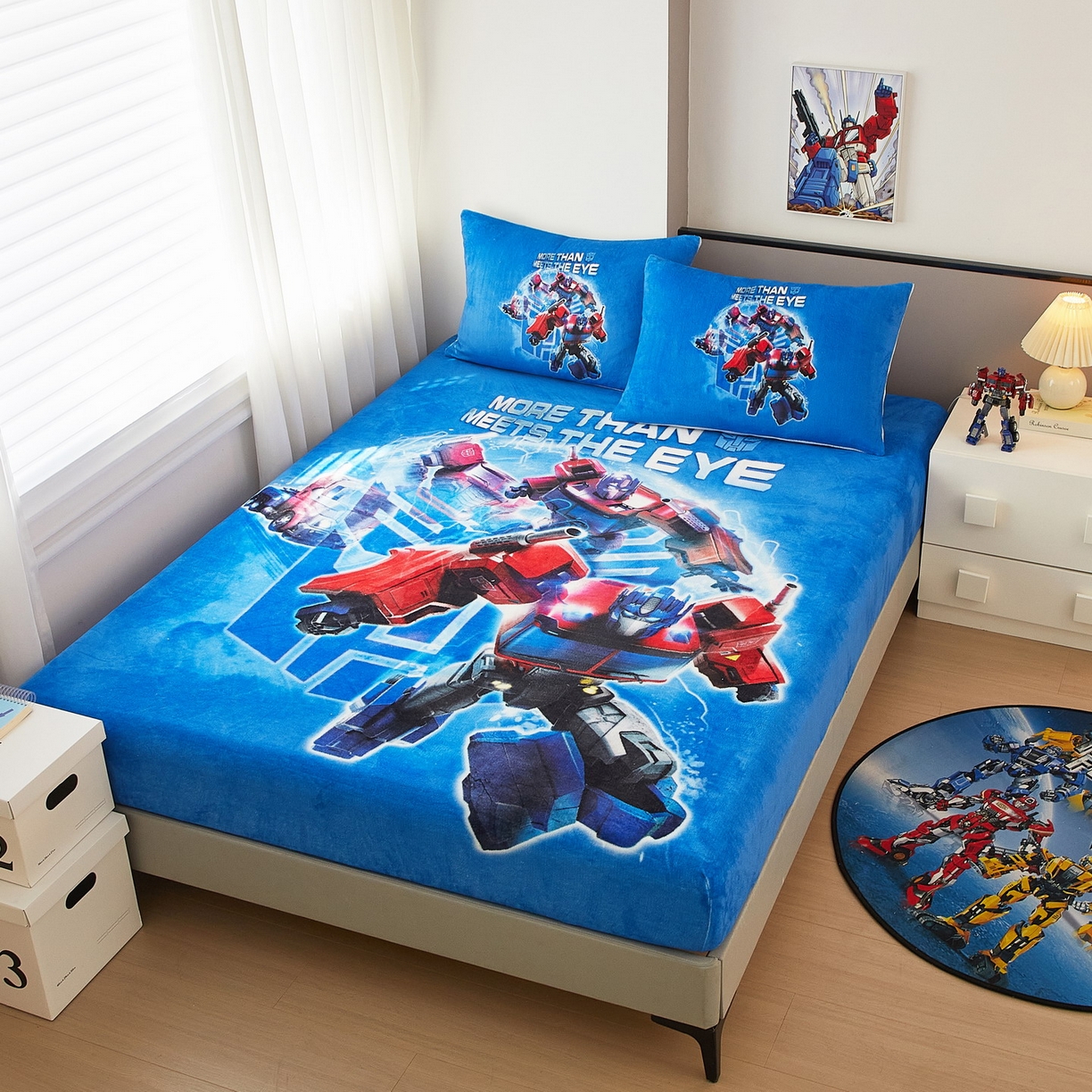 91家纺网 家纺一手货源 找家纺 蘭菲家纺 2025新款高克重亲肤保暖牛奶绒单品床笠-变形金刚 14号