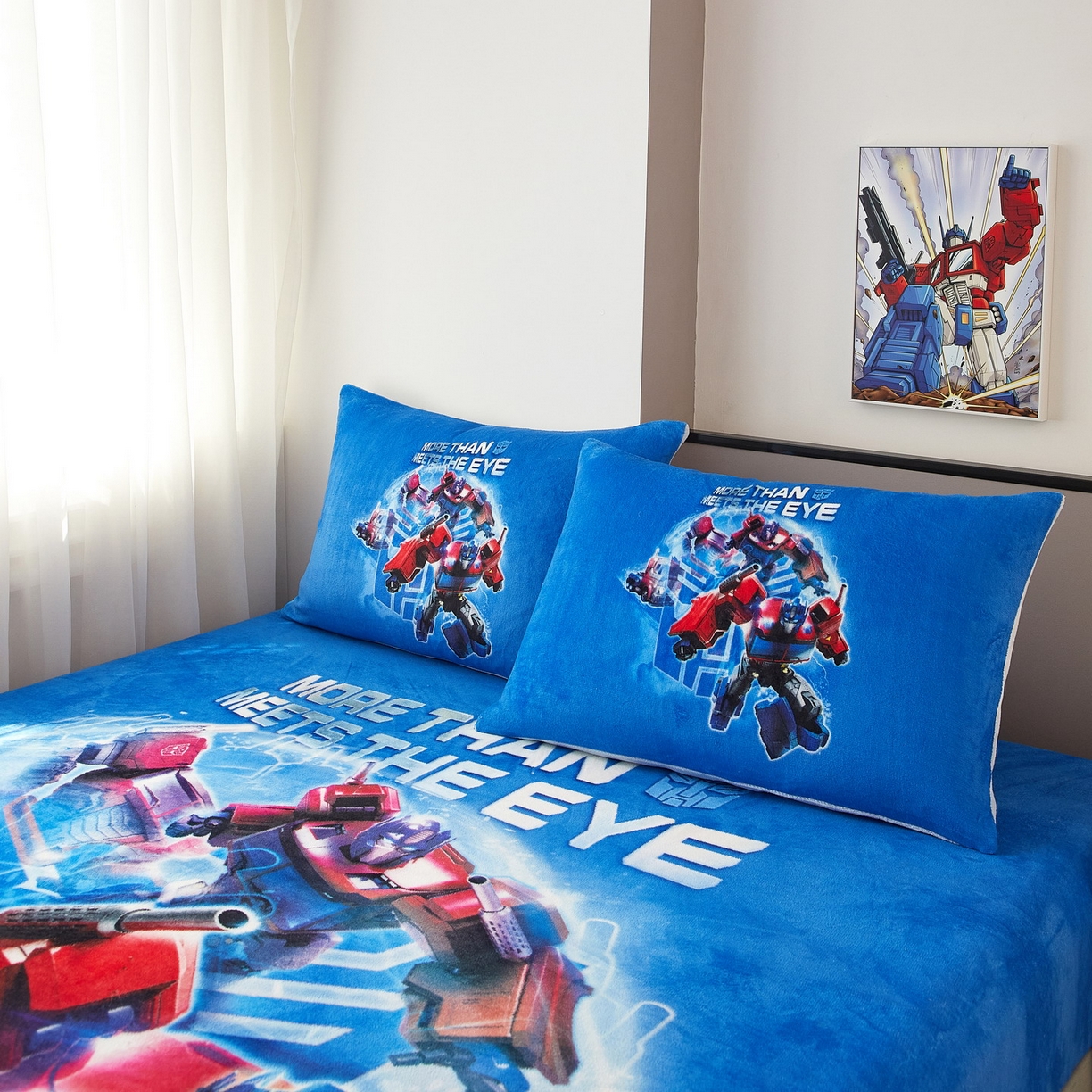 91家纺网 家纺一手货源 找家纺 蘭菲家纺 2025新款高克重亲肤保暖牛奶绒单品床笠-变形金刚 14号