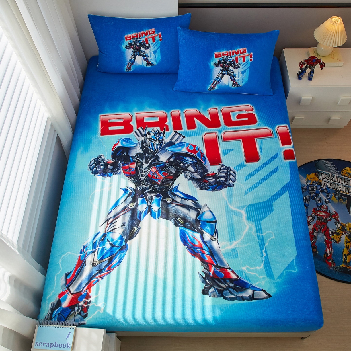 91家纺网 家纺一手货源 找家纺 蘭菲家纺 2025新款高克重亲肤保暖牛奶绒单品床笠-变形金刚 8号