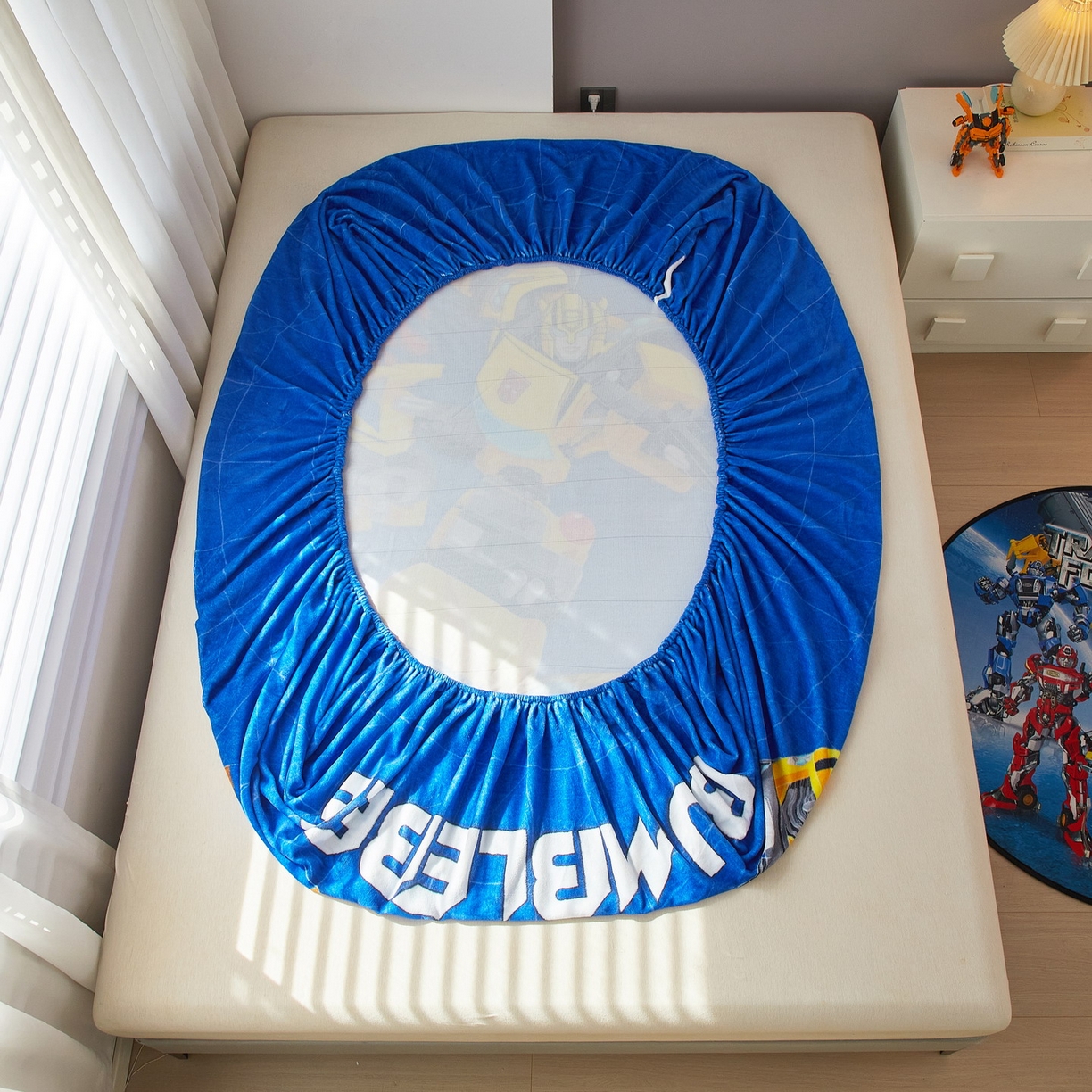 91家纺网 家纺一手货源 找家纺 蘭菲家纺 2025新款高克重亲肤保暖牛奶绒单品床笠-变形金刚 9号