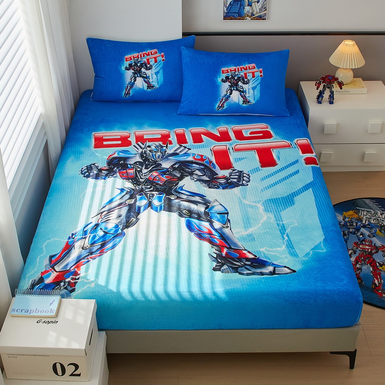 蘭菲家纺 2025新款高克重亲肤保暖牛奶绒单品床笠-变形金刚 8号