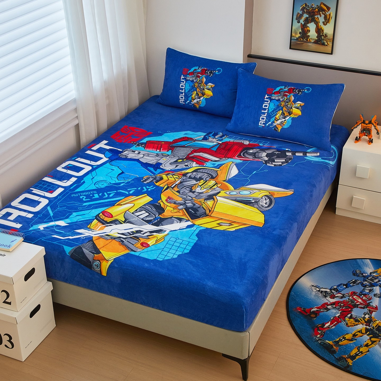 91家纺网 家纺一手货源 找家纺 蘭菲家纺 2025新款高克重亲肤保暖牛奶绒单品床笠-变形金刚 10号