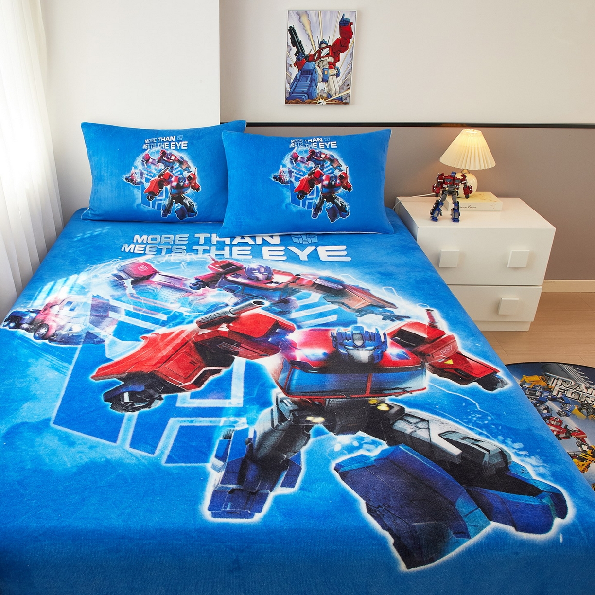 91家纺网 家纺一手货源 找家纺 蘭菲家纺 2025新款高克重亲肤保暖牛奶绒单品床笠-变形金刚 14号