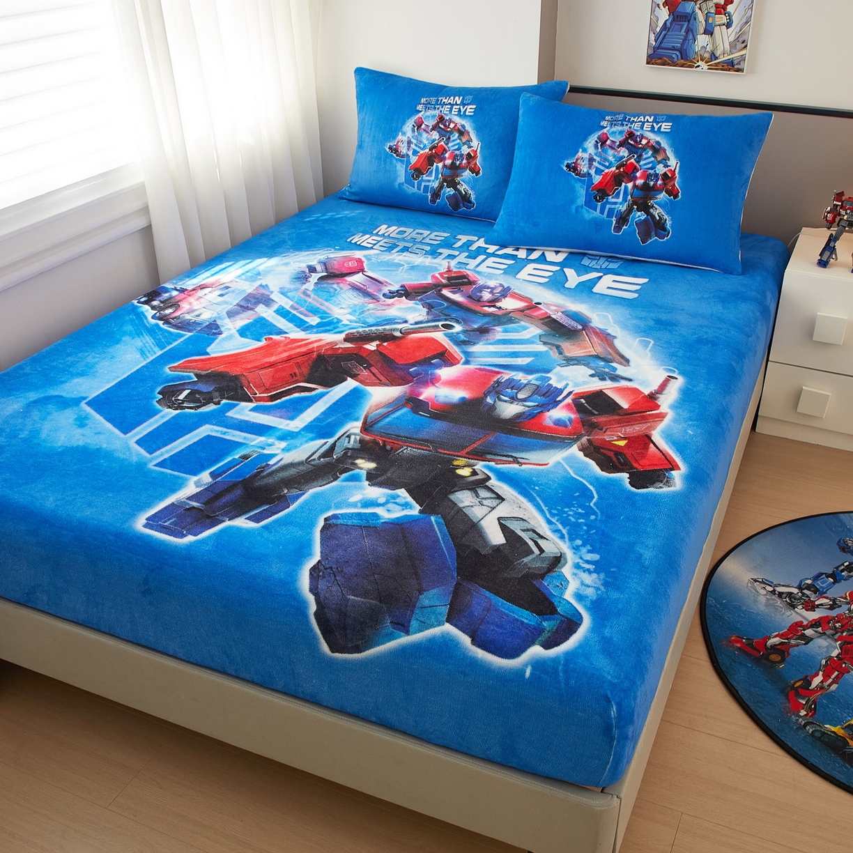 91家纺网 家纺一手货源 找家纺 蘭菲家纺 2025新款高克重亲肤保暖牛奶绒单品床笠-变形金刚 14号