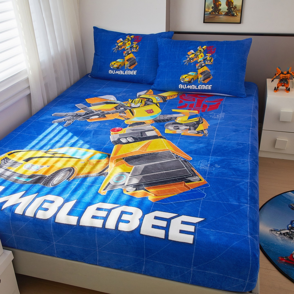 91家纺网 家纺一手货源 找家纺 蘭菲家纺 2025新款高克重亲肤保暖牛奶绒单品床笠-变形金刚 9号