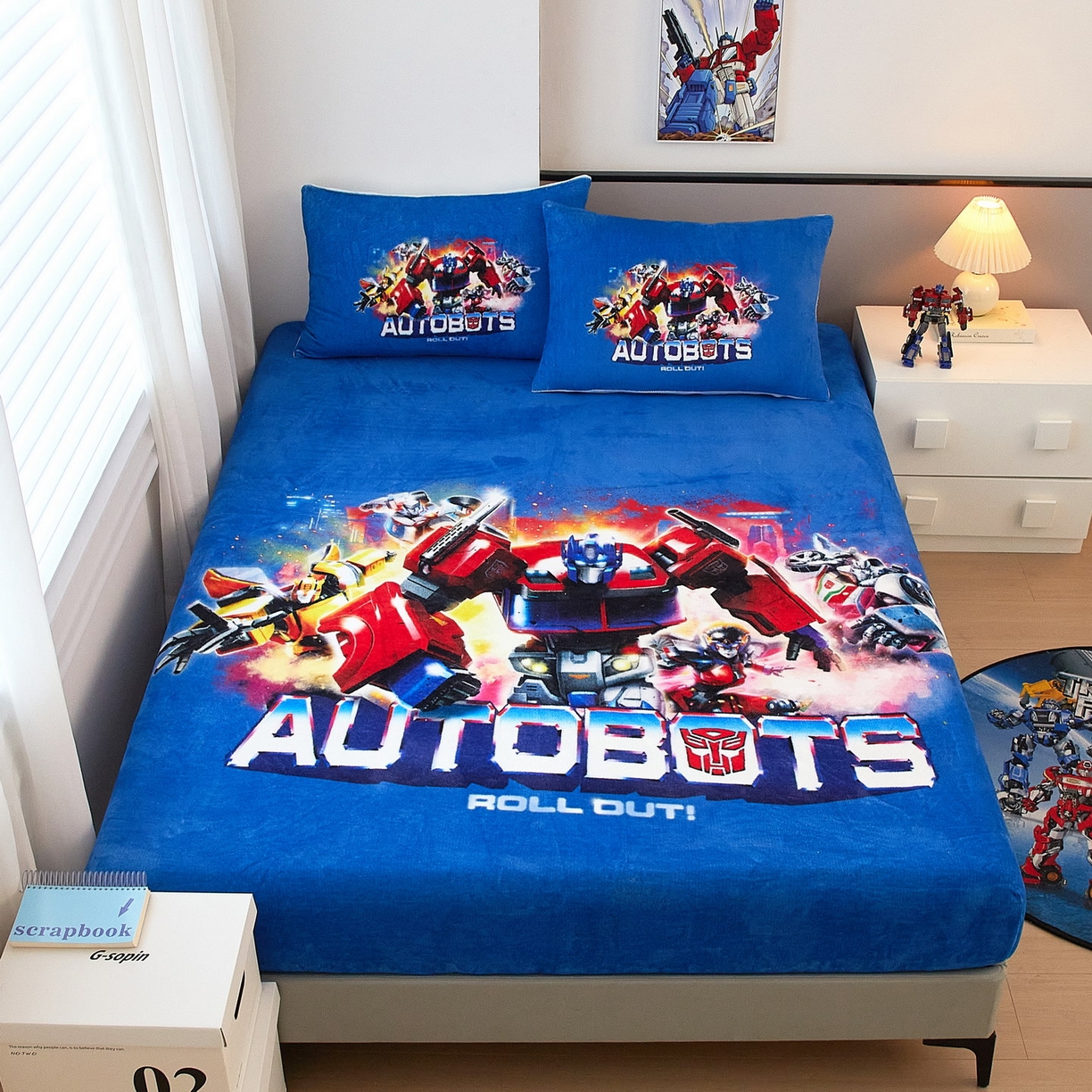 91家纺网 家纺一手货源 找家纺 （总）蘭菲家纺 2025新款高克重亲肤保暖牛奶绒单品床笠-变形金刚