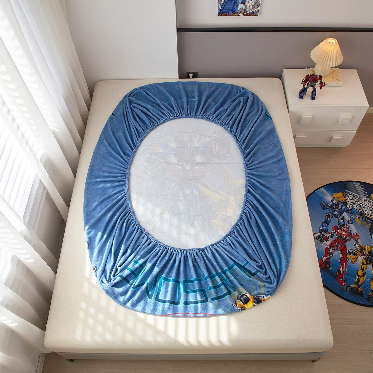 91家纺网 家纺一手货源 找家纺 蘭菲家纺 2025新款高克重亲肤保暖牛奶绒单品床笠-变形金刚 2号