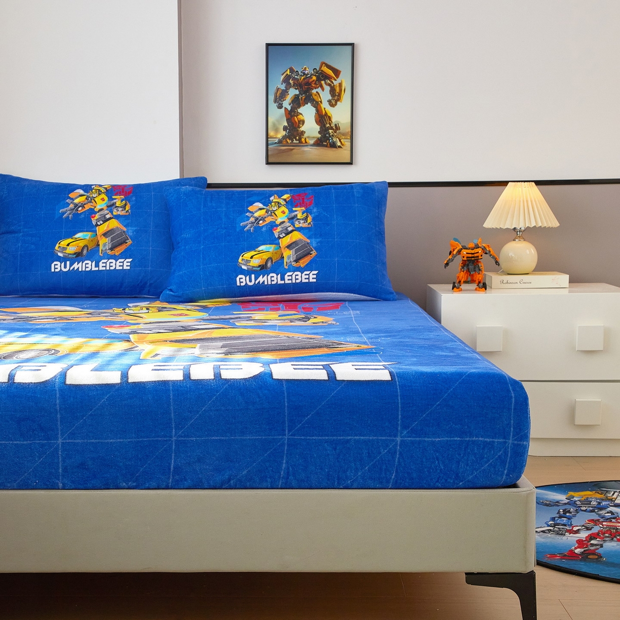 91家纺网 家纺一手货源 找家纺 蘭菲家纺 2025新款高克重亲肤保暖牛奶绒单品床笠-变形金刚 9号