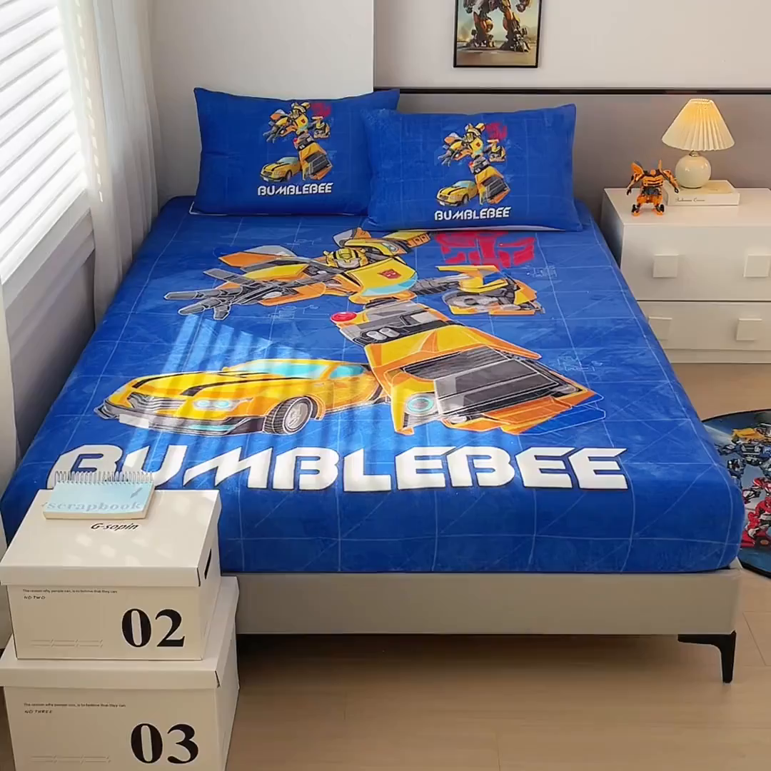 91家纺网 家纺一手货源 找家纺 蘭菲家纺 2025新款高克重亲肤保暖牛奶绒单品床笠-变形金刚 9号