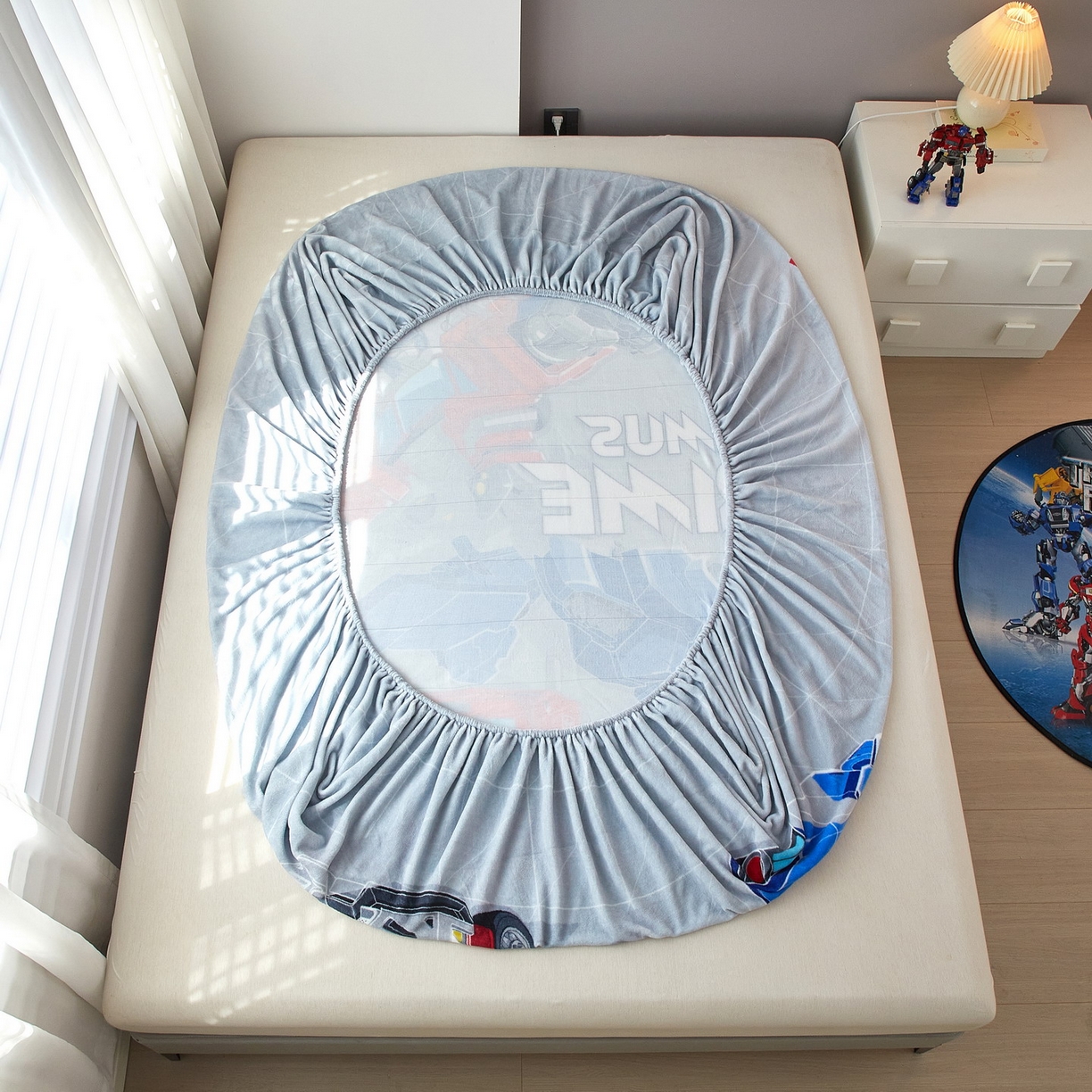 91家纺网 家纺一手货源 找家纺 蘭菲家纺 2025新款高克重亲肤保暖牛奶绒单品床笠-变形金刚 6号