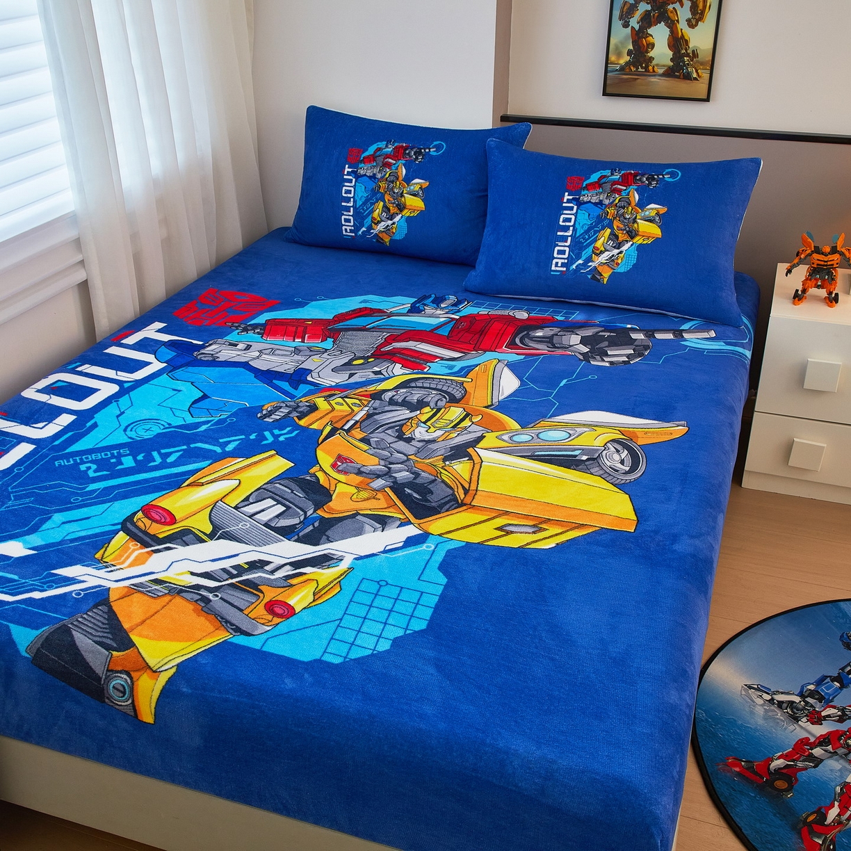 91家纺网 家纺一手货源 找家纺 蘭菲家纺 2025新款高克重亲肤保暖牛奶绒单品床笠-变形金刚 10号