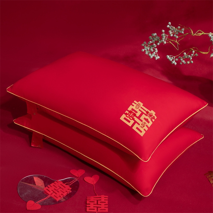 91家纺网 家纺一手货源 找家纺 （总）仁宇枕业 2025新款新品新人大红结婚喜庆富贵喜事婚庆舒适枕系列多规格单人双人长枕头枕芯