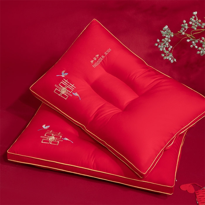 91家纺网 家纺一手货源 找家纺 （总）仁宇枕业 2025新款新品新人大红结婚喜庆富贵喜事婚庆舒适枕系列多规格单人双人长枕头枕芯