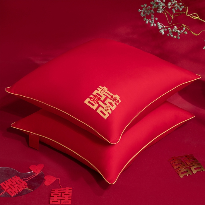 91家纺网 家纺一手货源 找家纺 （总）仁宇枕业 2025新款新品新人大红结婚喜庆富贵喜事婚庆舒适枕系列多规格单人双人长枕头枕芯
