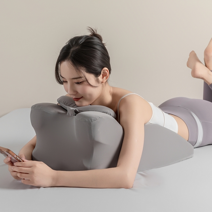 91家纺网 家纺一手货源 找家纺 腾超家纺 2025新款凉感丝人体工学趴睡枕枕头枕芯 灰色