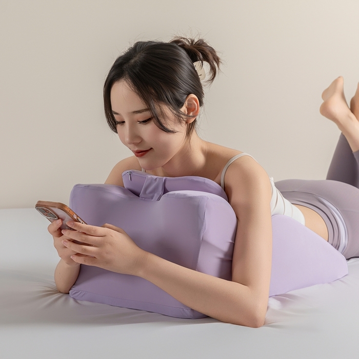 91家纺网 家纺一手货源 找家纺 腾超家纺 2025新款凉感丝人体工学趴睡枕枕头枕芯 紫色