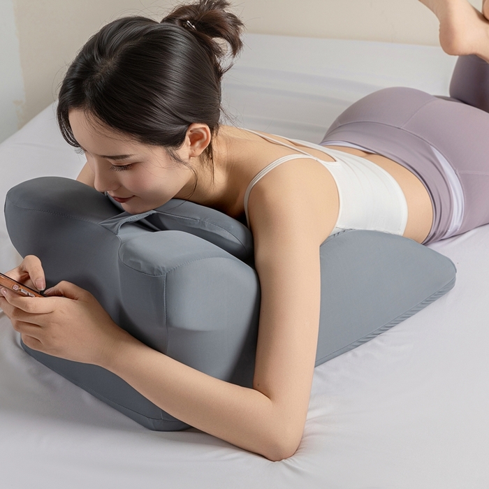 91家纺网 家纺一手货源 找家纺 腾超家纺 2025新款凉感丝人体工学趴睡枕枕头枕芯 深灰