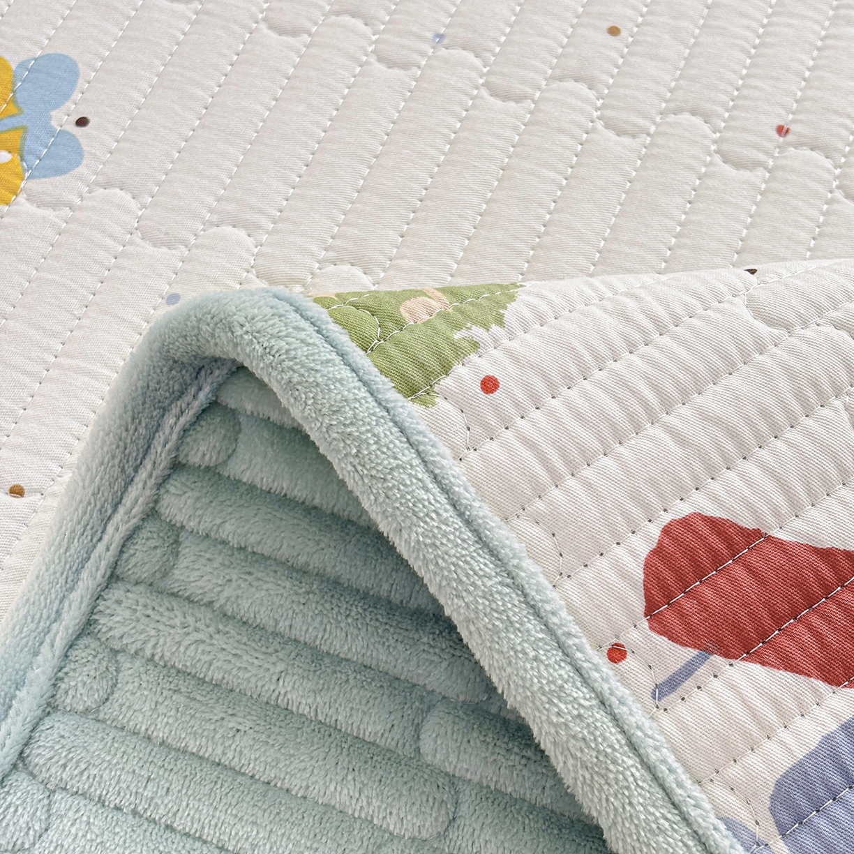 91家纺网 家纺一手货源 找家纺 （总）金艾草 2025新款一面绒一面棉榻榻米大炕盖单件棉加绒床盖三件套A版全棉印花B版加厚牛奶绒 （提供买家秀）