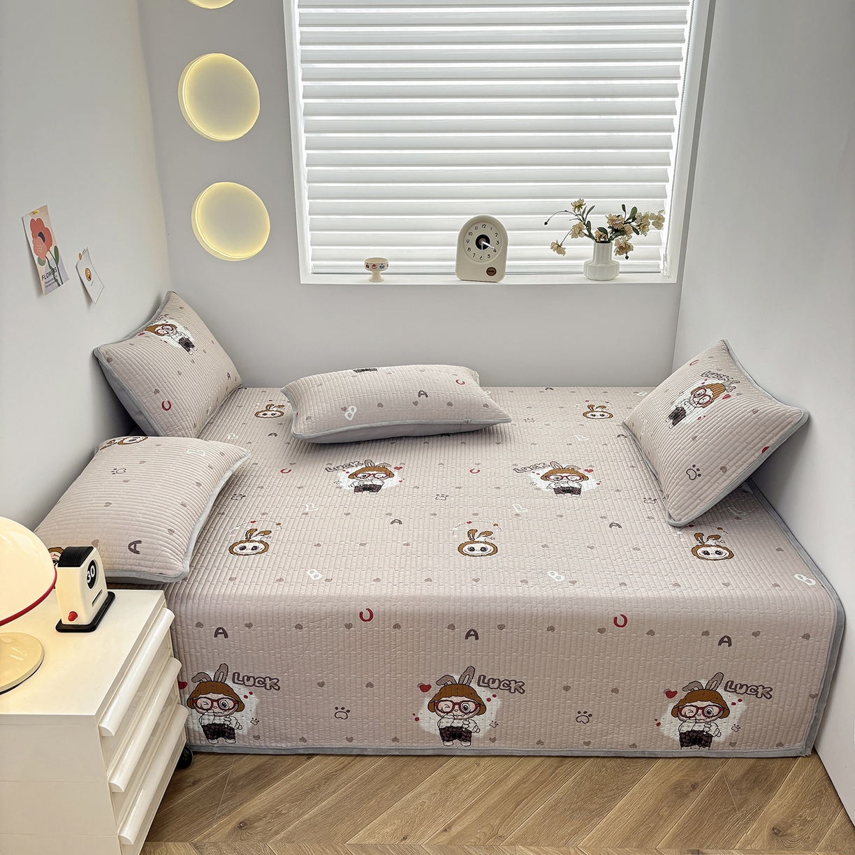 金艾草 2025新款一面绒一面棉榻榻米大炕盖单件棉加绒床盖三件套A版全棉印花B版加厚牛奶绒  （提供买家秀） 拉布布-灰