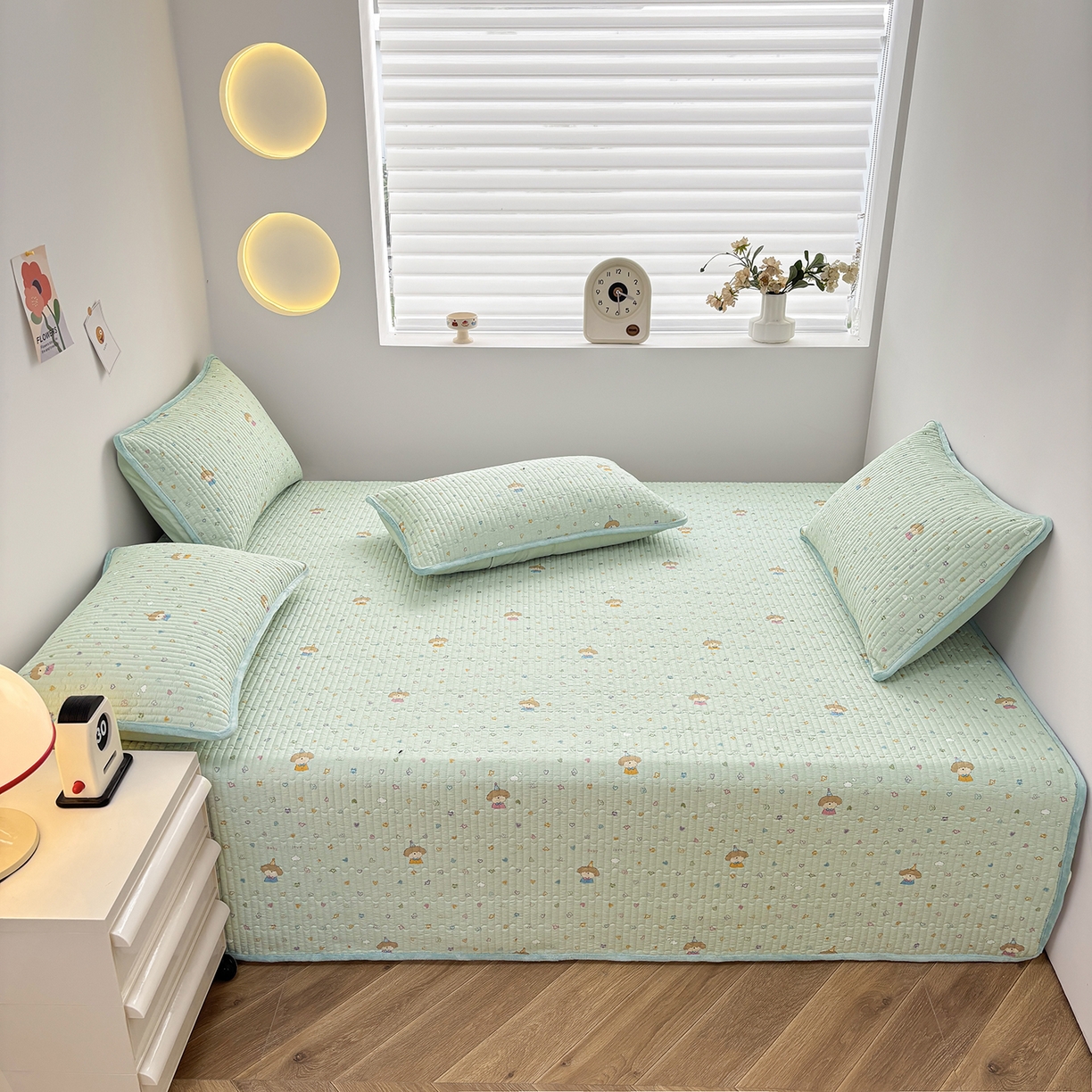 金艾草 2025新款一面绒一面棉榻榻米大炕盖单件棉加绒床盖三件套A版全棉印花B版加厚牛奶绒  （提供买家秀） 星辰-蓝色