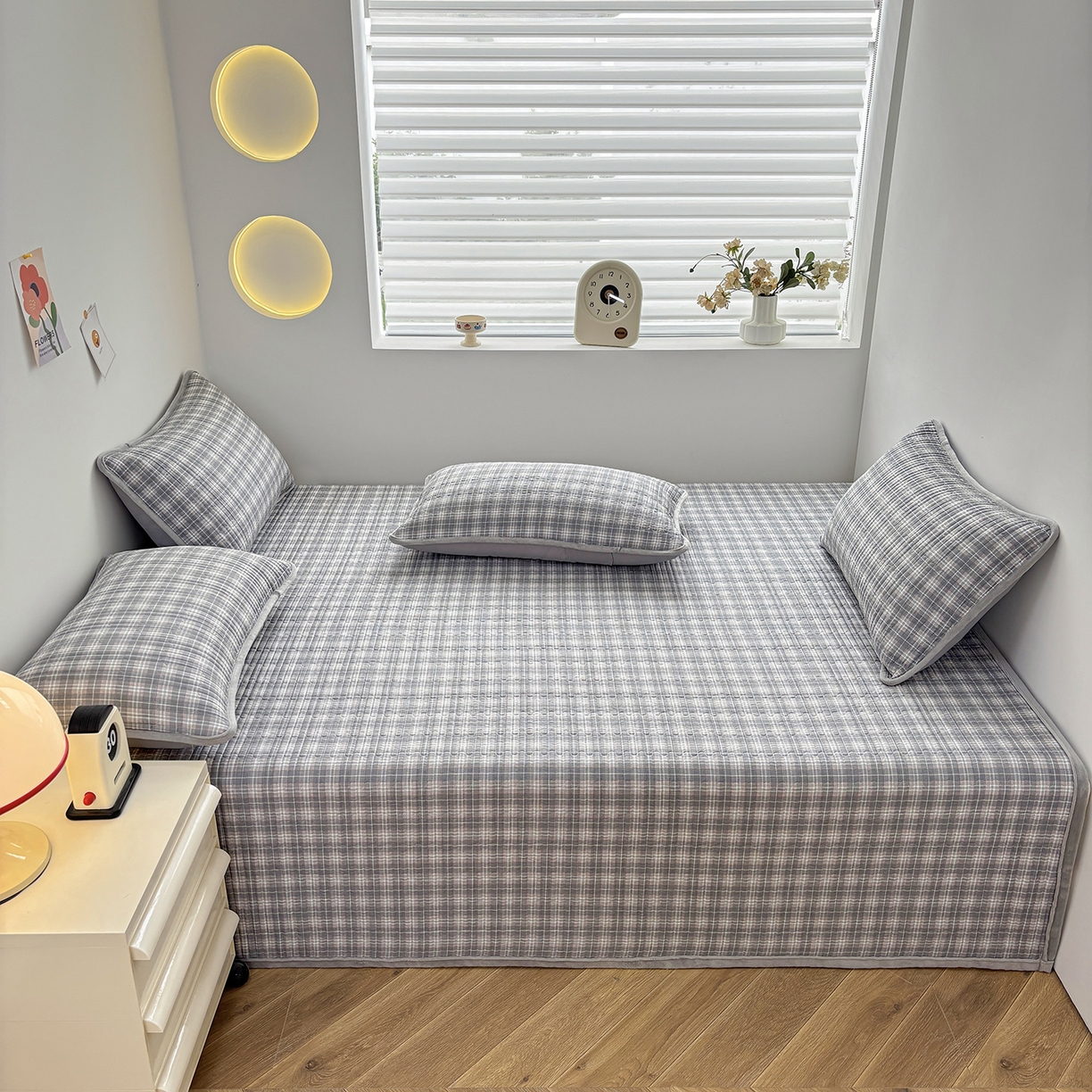 金艾草 2025新款一面绒一面棉榻榻米大炕盖单件棉加绒床盖三件套A版全棉印花B版加厚牛奶绒  （提供买家秀） 时光灰-绒