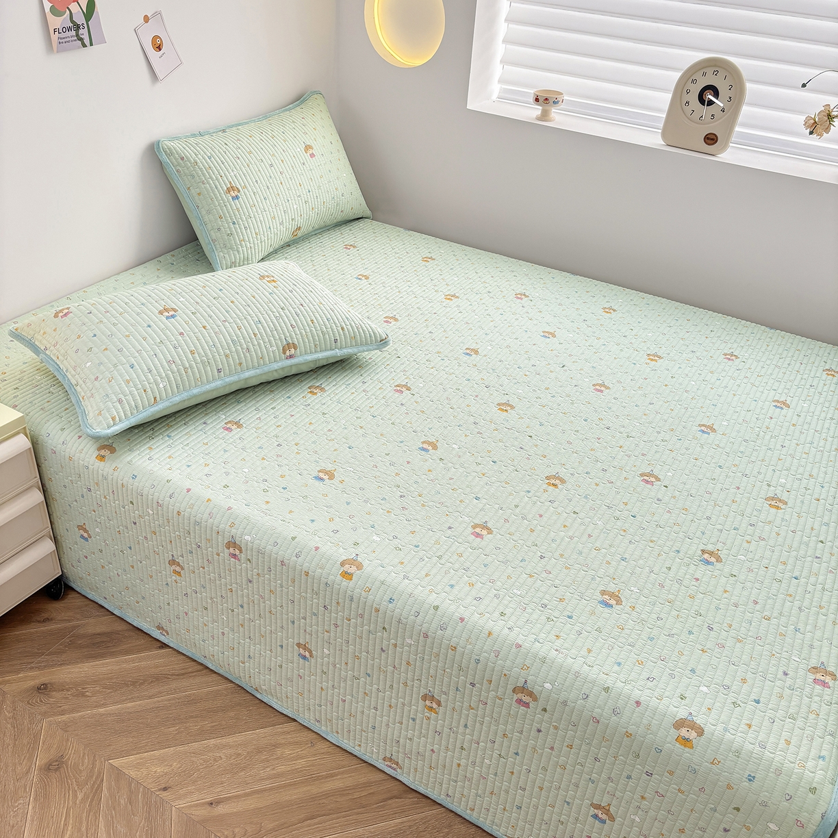 91家纺网 家纺一手货源 找家纺 金艾草 2025新款一面绒一面棉榻榻米大炕盖单件棉加绒床盖三件套A版全棉印花B版加厚牛奶绒 （提供买家秀） 星辰-蓝色