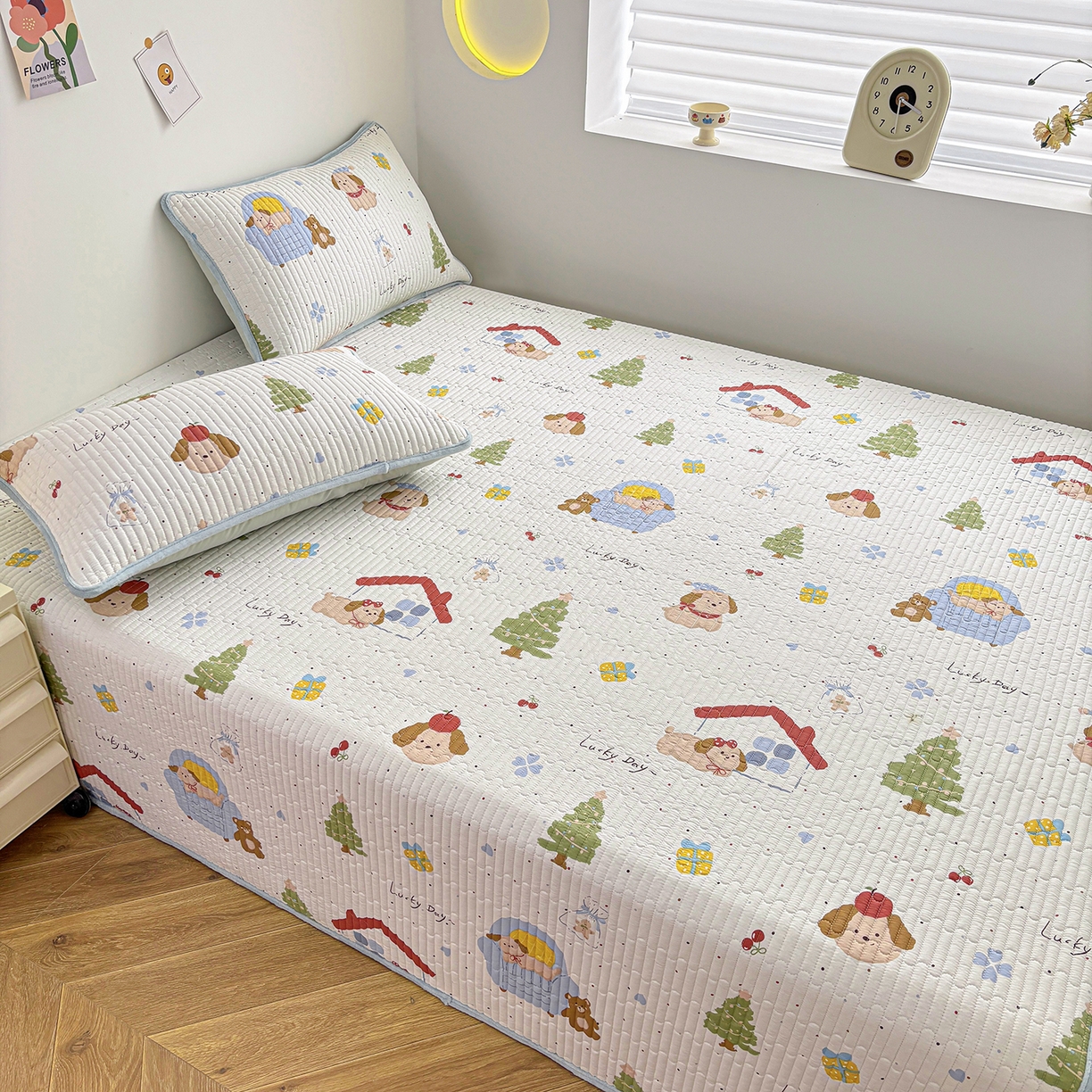 91家纺网 家纺一手货源 找家纺 （总）金艾草 2025新款一面绒一面棉榻榻米大炕盖单件棉加绒床盖三件套A版全棉印花B版加厚牛奶绒 （提供买家秀）