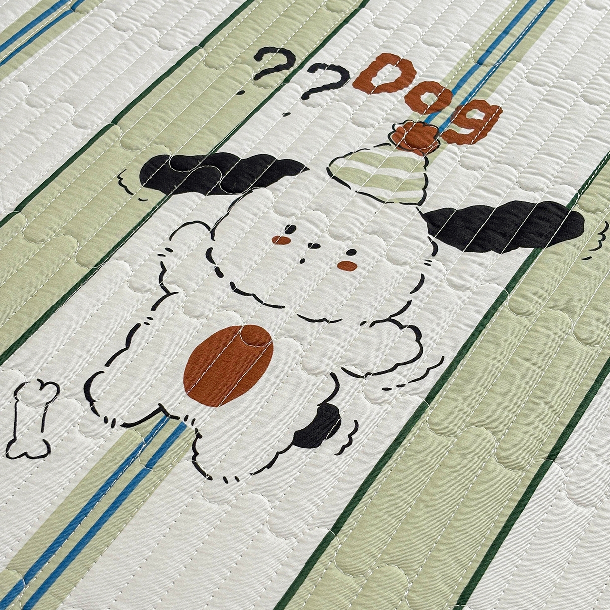 91家纺网 家纺一手货源 找家纺 金艾草 2025新款一面绒一面棉榻榻米大炕盖单件棉加绒床盖三件套A版全棉印花B版加厚牛奶绒 （提供买家秀） 萌趣狗