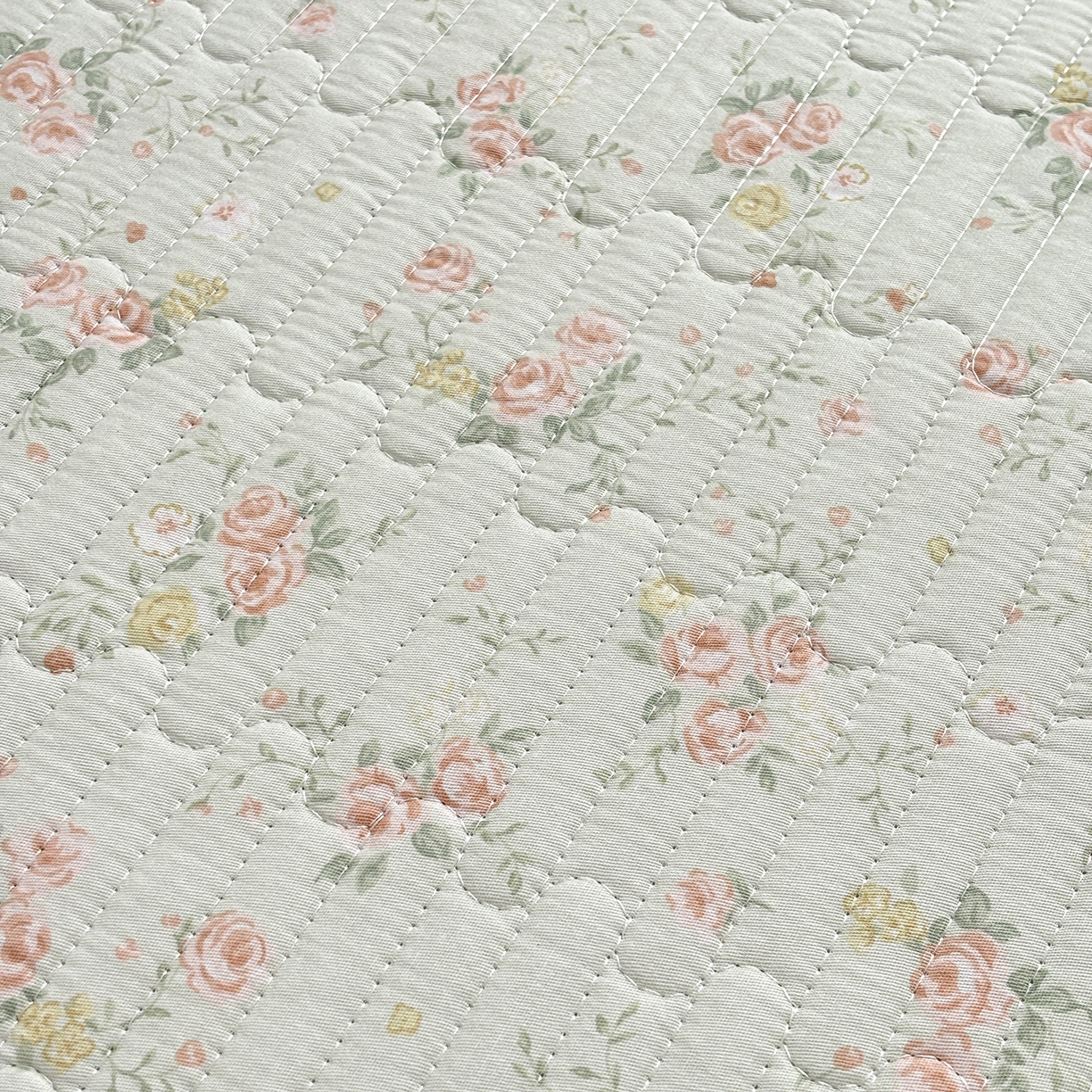 91家纺网 家纺一手货源 找家纺 金艾草 2025新款一面绒一面棉榻榻米大炕盖单件棉加绒床盖三件套A版全棉印花B版加厚牛奶绒 （提供买家秀） 南语花-绿色