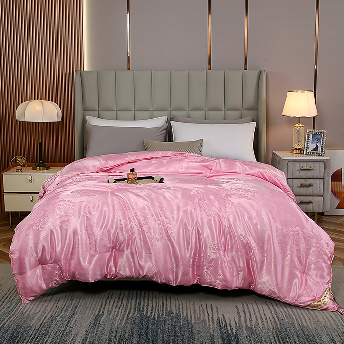 91家纺网 家纺一手货源 找家纺 （总）畅畅家纺 2025新款贡缎提花牡丹花封口羽丝棉被手工订花冬被夏被春秋被芯