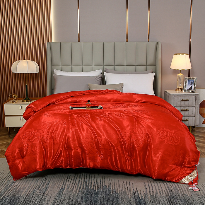 91家纺网 家纺一手货源 找家纺 （总）畅畅家纺 2025新款贡缎提花牡丹花封口羽丝棉被手工订花冬被夏被春秋被芯