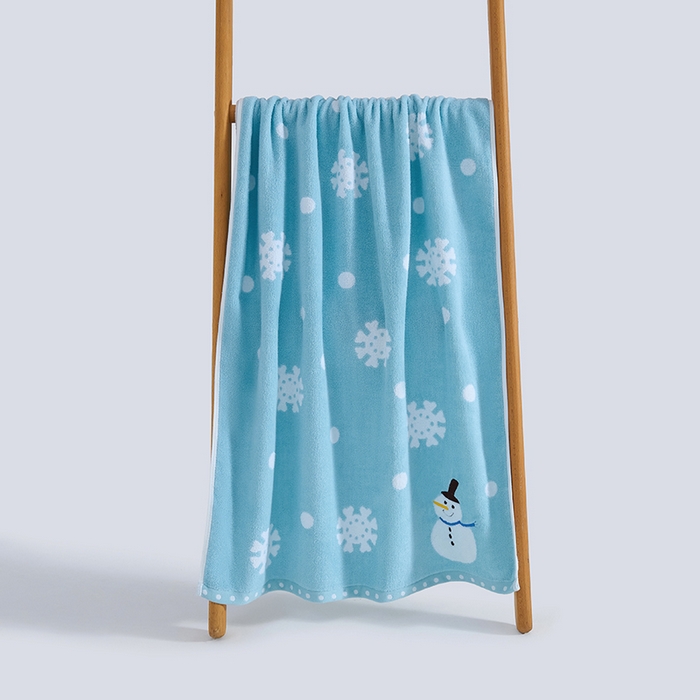 91家纺网 家纺一手货源 找家纺 棠薇家纺 2025新款全棉股纱毛巾浴巾套巾绣花纯棉浴巾毛巾卡通成人儿童学生 毛巾-雪人兰 毛巾 74*35cm